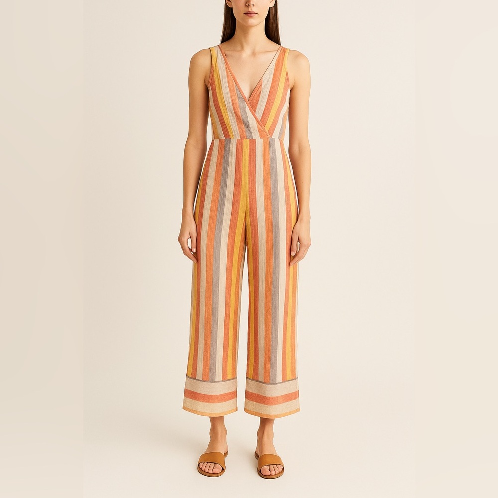 BP Multicolor Striped Linen and Rayon  jumpsuit size small